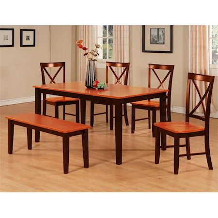 Dining Table, Bench & X Back Chair Set